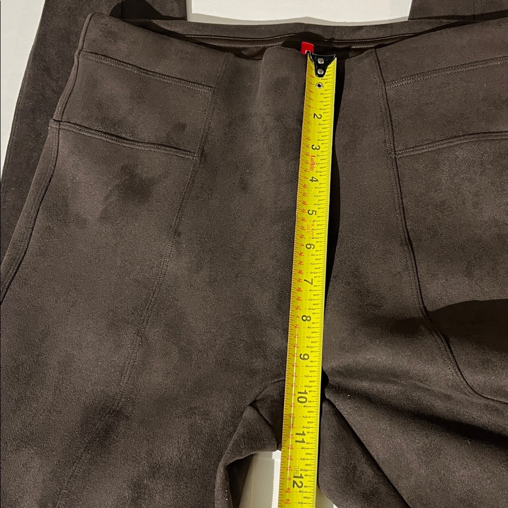 Spanx Chocolate Brown Leggings Suede-Like Texture Velvet Medium Fall Winter - Picture 4 of 7